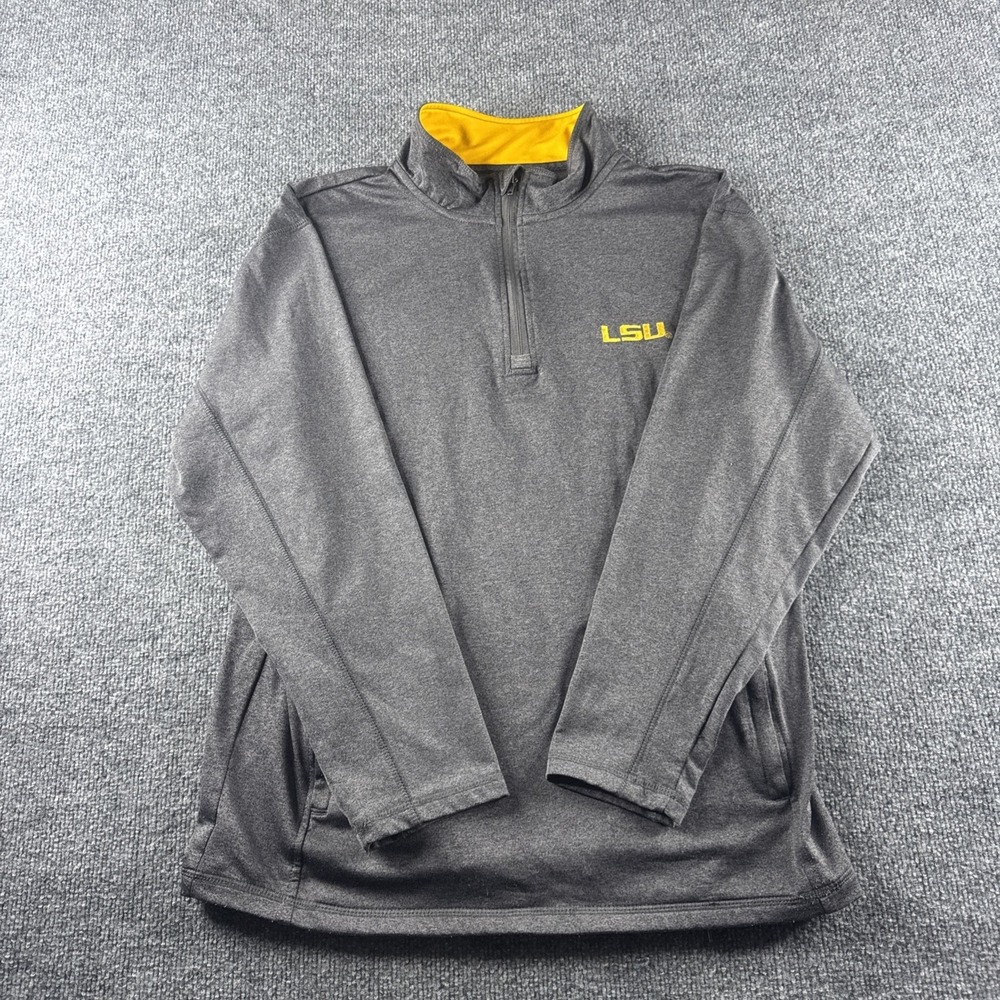LSU Tigers 1/4 Zip Sweatshirt Mens M Gray Pullover Long Sleeve Football NCAA
